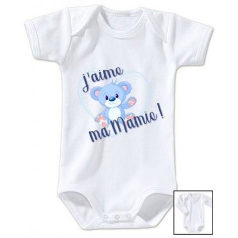 Body de bébé j’aime ma mamie ourson garçon