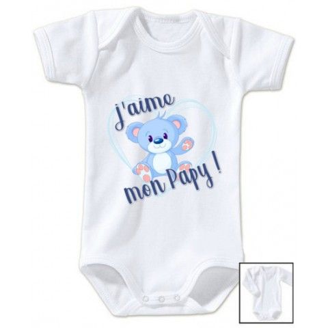 Body de bébé j’aime mon papy ourson garçon