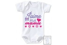 Body de bébé j’aime ma mamie en cœurs fille