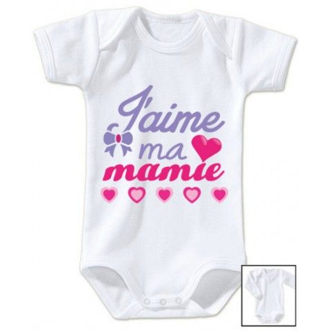 Body de bébé j’aime ma mamie en cœurs fille