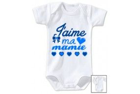 Body de bébé j’aime ma mamie en cœurs garçon