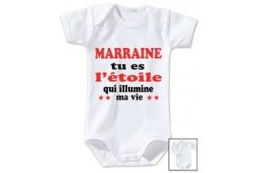 Body de bébé marraine tu es l’étoile qui illumine ma vie