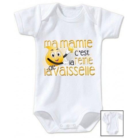 Body de bébé ma mamie c’est la reine de la vaisselle orange