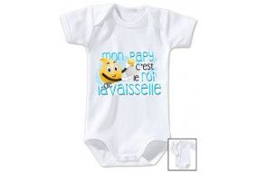 Body de bébé mon papy c’est le roi de la vaisselle bleu