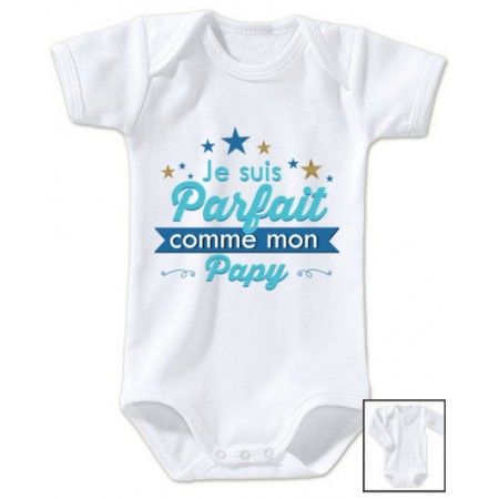 Body Bébé Mignon En Coton – 'Mon Papy Est Fou De Moi' – Fait Main En France