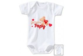 Body de bébé je t’aime papy nounours rouge 