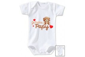 Body de bébé je t’aime papy nounours marron