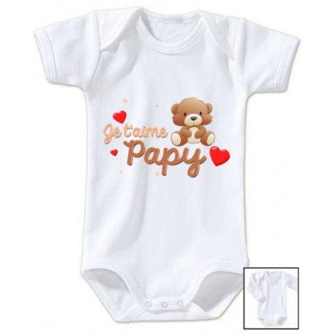 Body de bébé je t’aime papy nounours marron