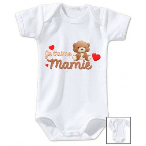 Body de bébé je t’aime mamie nounours marron