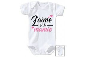 Body de bébé j’aime ma mamie trois cœurs fille