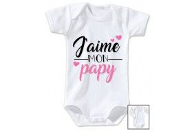 Body de bébé j’aime mon papy trois cœurs fille