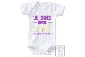 Body de bébé je suis la star de papy et mamie fille