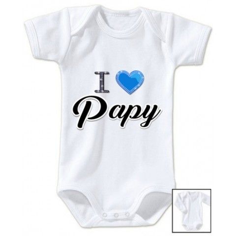 Body de bébé i love papy brillant garçon