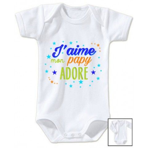 Body de bébé j’aime mon papy adoré garçon