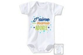 Body de bébé j’aime ma mamie adorée garçon