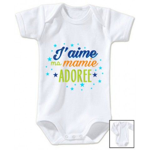 Body de bébé j’aime ma mamie adorée garçon