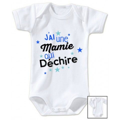 Body de bébé j’ai une mamie qui déchire étoiles garçon