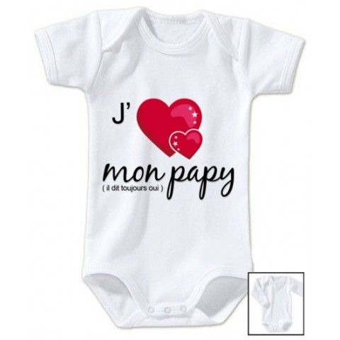 Body de bébé j’aime mon papy il dit toujours oui fille