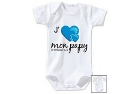 Body de bébé j’ aime mon papy il dit toujours oui garçon