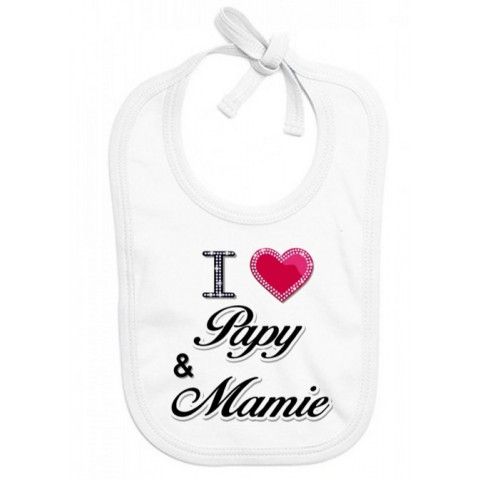 Bavoir de bébé i love papy & mamie brillant