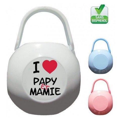 Boite à tétine i love papy et mamie cœur rouge