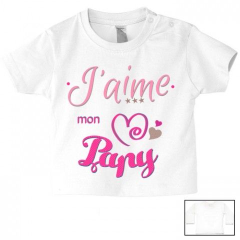 Tee-shirt de bébé j’aime mon papy triple cœur fille