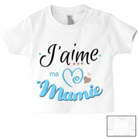 Tee-shirt de bébé j’aime ma mamie triple cœur garçon