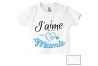 Tee-shirt de bébé j’aime ma mamie triple cœur garçon