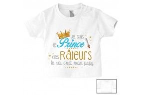 Tee-shirt de bébé je suis le prince des râleurs le roi c’est mon papy