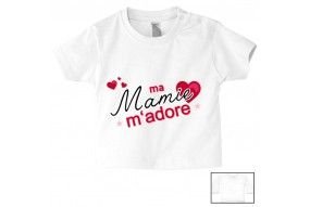 Tee-shirt de bébé ma mamie m’adore cœurs fille