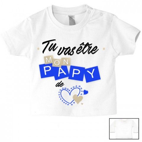 Tee-shirt de bébé tu vas être mon papy de cœur garçon