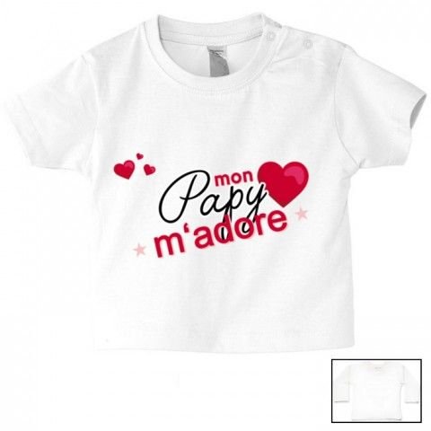 Tee-shirt de bébé mon papy m’adore cœurs fille