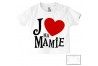 Tee-shirt de bébé j’aime ma mamie cœur rouge