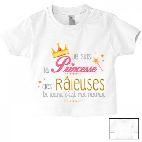 Tee-shirt de bébé je suis la princesse des râleuses la reine c’est ma mamie