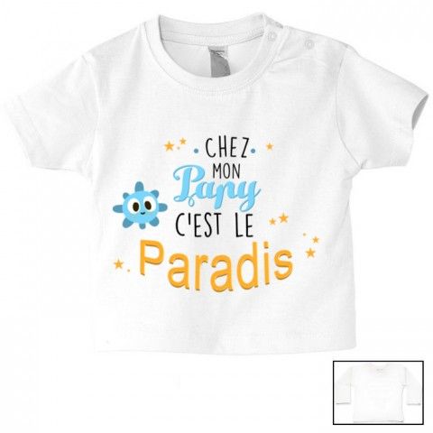 Tee-shirt de bébé chez papy c’est le paradis ensoleillé garçon