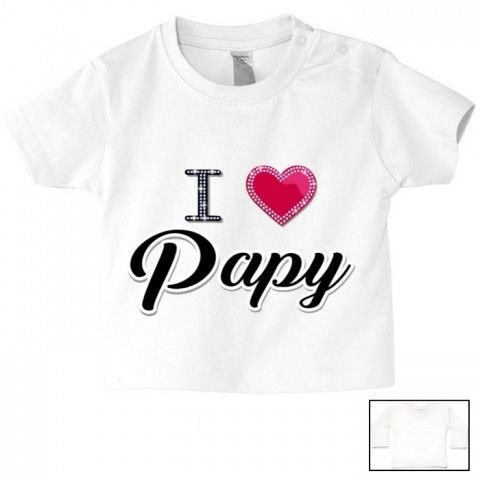 Tee-shirt de bébé i love papy brillant fille