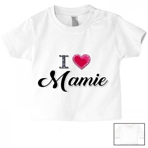 Tee-shirt de bébé i love mamie brillant fille