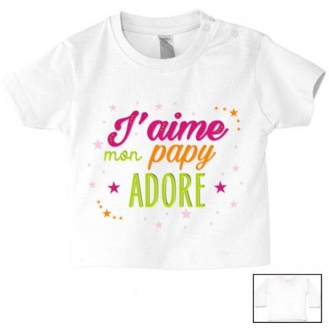 Tee-shirt de bébé j’aime mon papy adoré fille