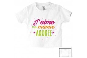 Tee-shirt de bébé j’aime ma mamie adorée fille