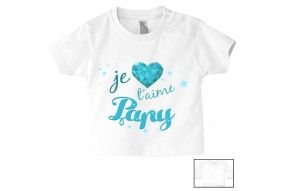 Tee-shirt de bébé je t’aime papy cristal garçon