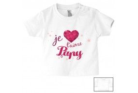 Tee-shirt de bébé je t’aime papy cristal fille