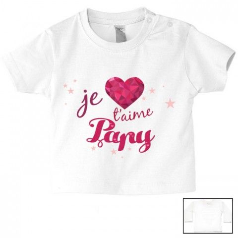 Tee-shirt de bébé je t’aime papy cristal fille