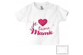 Tee-shirt de bébé je t’aime mamie cristal fille