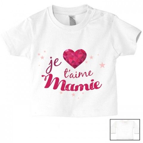 Tee-shirt de bébé je t’aime mamie cristal fille