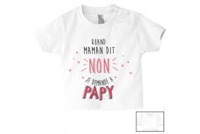 Tee-shirt de bébé quand maman dit non je demande à papy fille