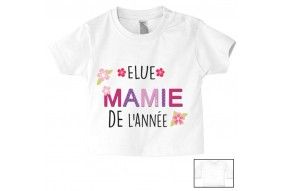 Tee-shirt de bébé élue mamie de l’année fille