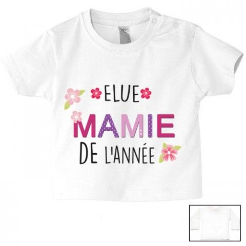 Tee-shirt de bébé élue mamie de l’année fille