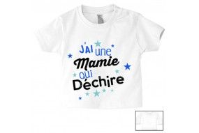 Tee-shirt de bébé j’ai une mamie qui déchire étoiles garçon