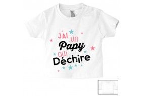 Tee-shirt de bébé j’ai un papy qui déchire étoiles fille