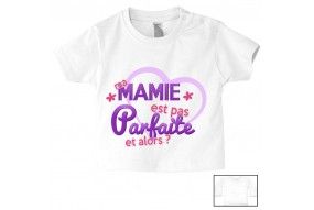 Tee-shirt de bébé ma mamie est pas parfaite est alors fille